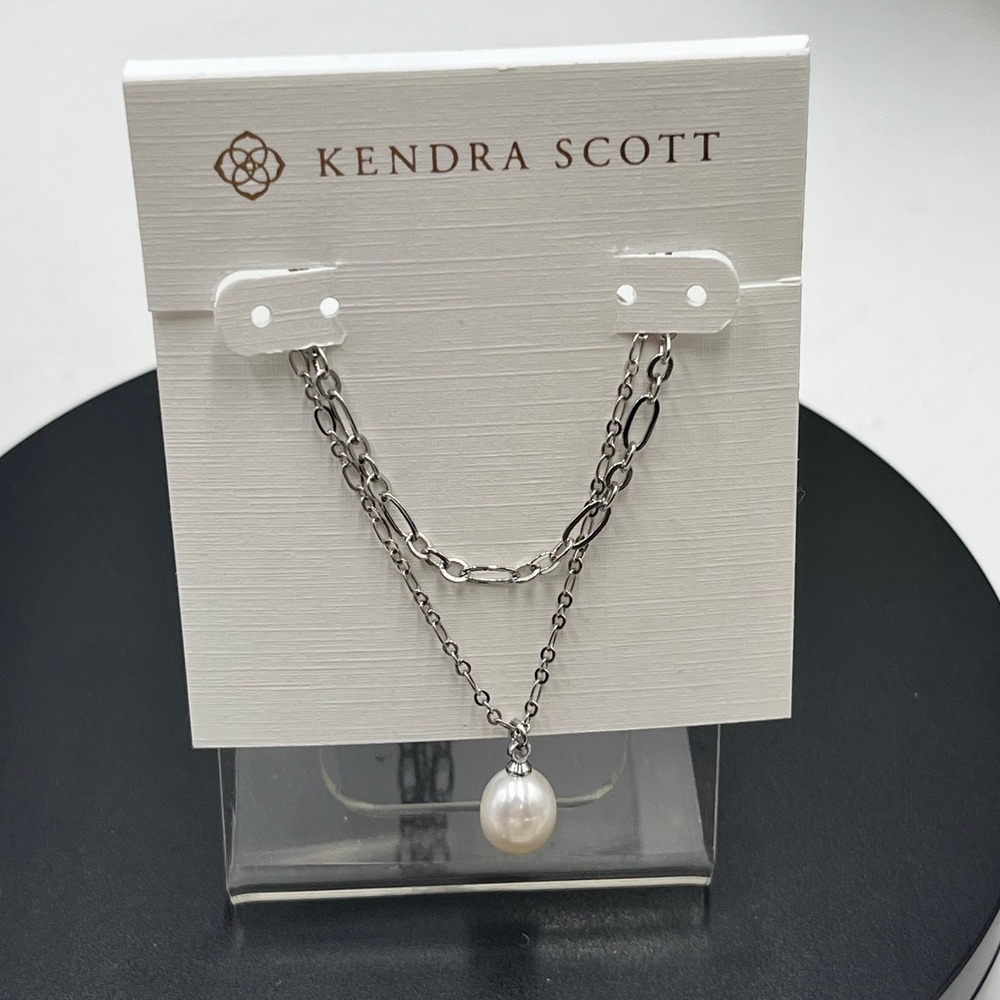 Kendra Scott Ashton Silver Double Strand Freshwater Pearl Necklace New
